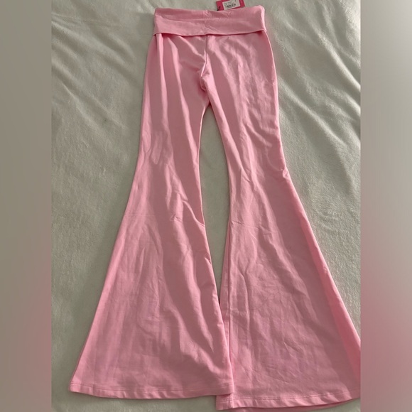 BRAND NEW light pink edikted foldover flare leggings - Picture 2 of 3